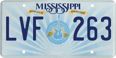 MS license plate LVF263