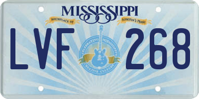MS license plate LVF268