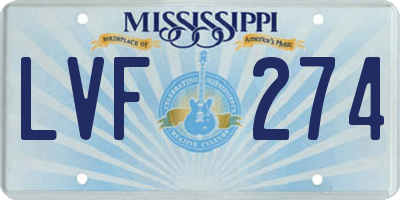 MS license plate LVF274