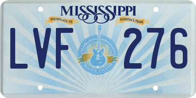 MS license plate LVF276