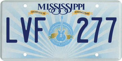 MS license plate LVF277