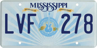 MS license plate LVF278