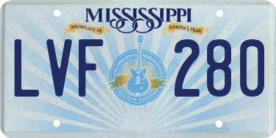 MS license plate LVF280