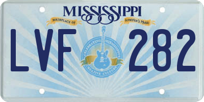 MS license plate LVF282