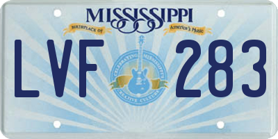 MS license plate LVF283