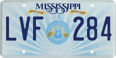 MS license plate LVF284
