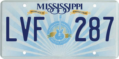 MS license plate LVF287