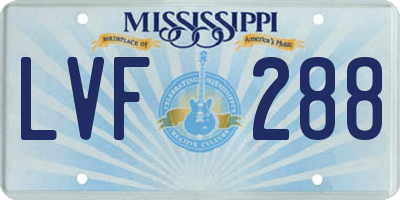 MS license plate LVF288