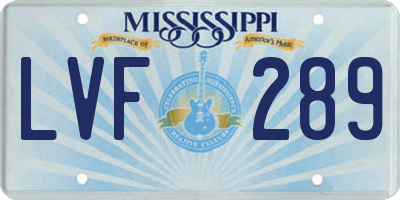 MS license plate LVF289