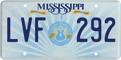 MS license plate LVF292