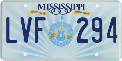 MS license plate LVF294