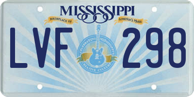 MS license plate LVF298