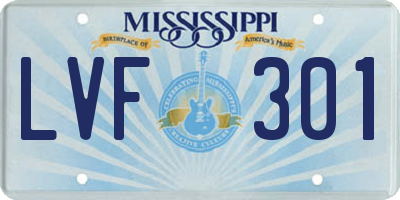 MS license plate LVF301