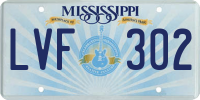 MS license plate LVF302