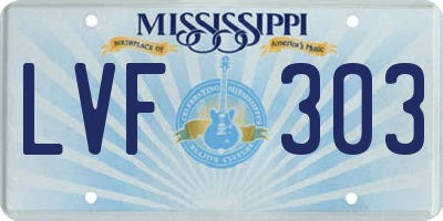 MS license plate LVF303