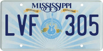 MS license plate LVF305
