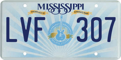 MS license plate LVF307