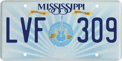 MS license plate LVF309