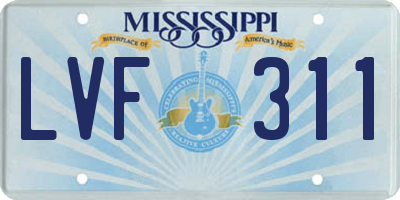 MS license plate LVF311