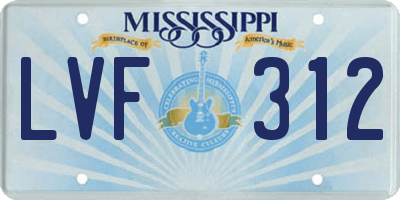 MS license plate LVF312