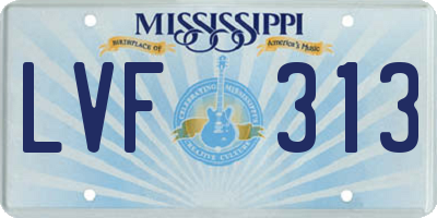 MS license plate LVF313
