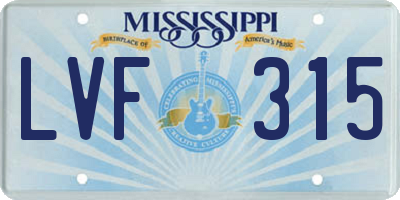 MS license plate LVF315
