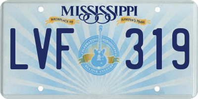 MS license plate LVF319