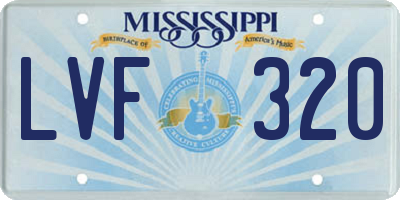 MS license plate LVF320