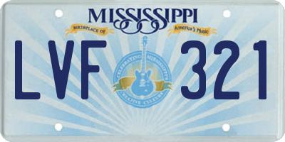 MS license plate LVF321