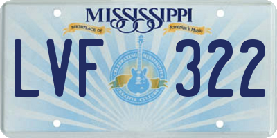 MS license plate LVF322