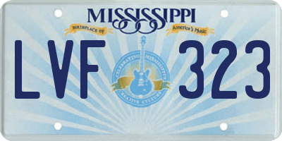 MS license plate LVF323