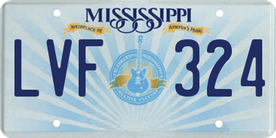 MS license plate LVF324