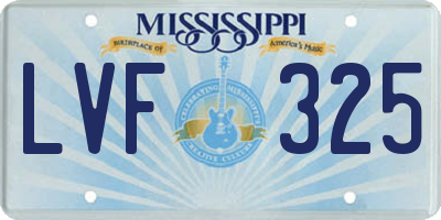 MS license plate LVF325