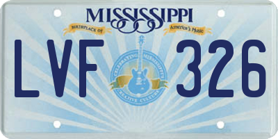 MS license plate LVF326