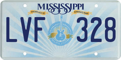 MS license plate LVF328