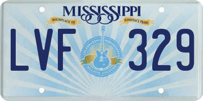 MS license plate LVF329