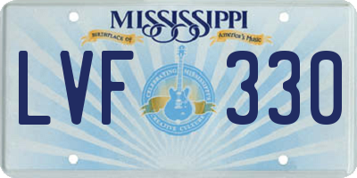 MS license plate LVF330