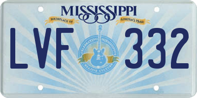 MS license plate LVF332