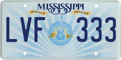 MS license plate LVF333