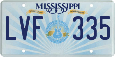 MS license plate LVF335