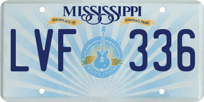 MS license plate LVF336