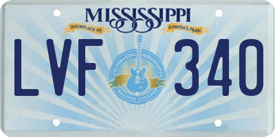 MS license plate LVF340