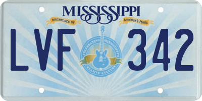 MS license plate LVF342