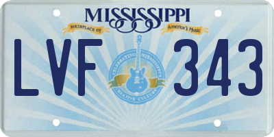 MS license plate LVF343