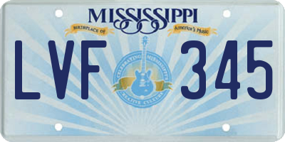 MS license plate LVF345