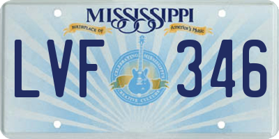 MS license plate LVF346
