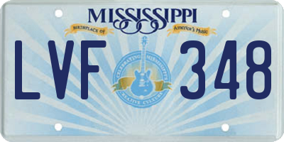 MS license plate LVF348