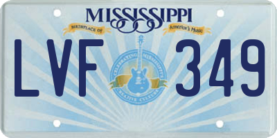 MS license plate LVF349