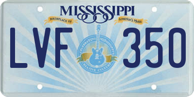 MS license plate LVF350