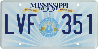 MS license plate LVF351